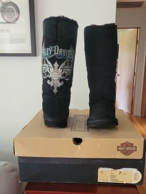 Harley-Davidson "Pinnacle" Suede Boots 7.5/38.5 Black Vintage